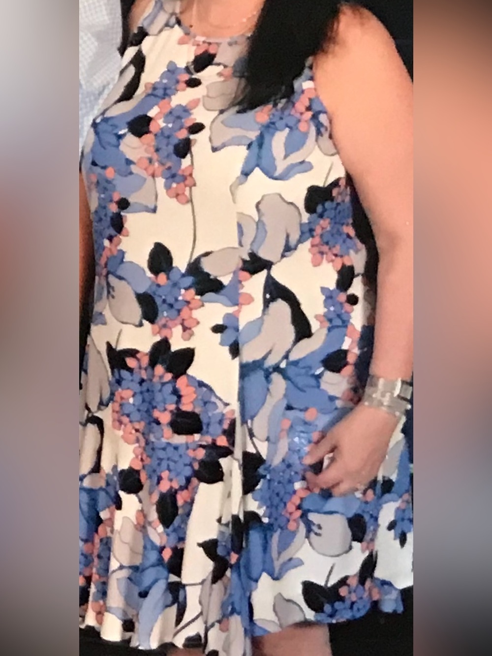 Sleeveless Floral dress - Blue & White